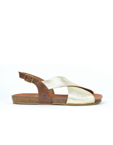 Sandalias Planas Coronel Tapiocca Mujer Combinado Champagne Cuero Ct403-20